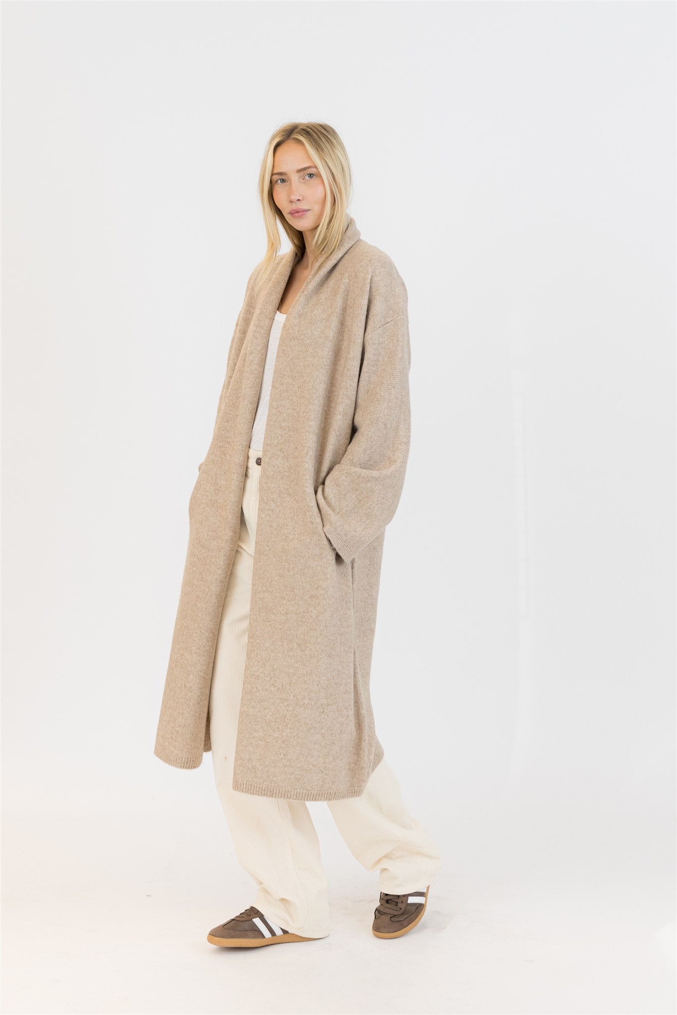Lyla+Luxe Top - Hugh Sweater Coat - Camel