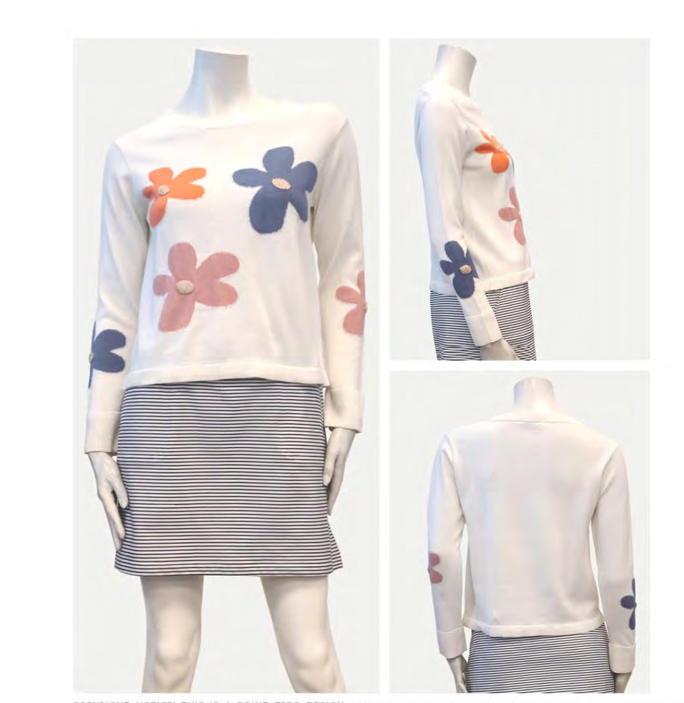 Point Zero Top - Flower Power Sweater - White /Multi