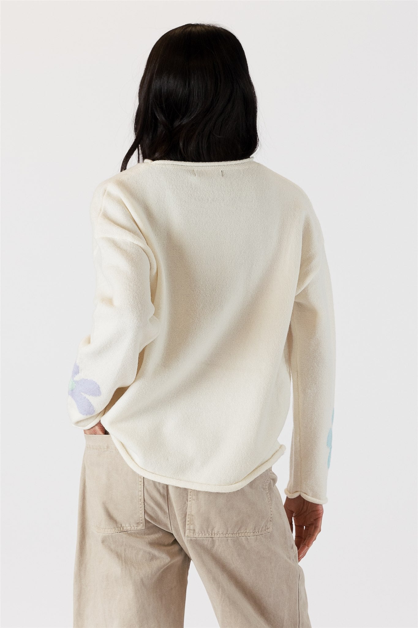 Lyla+Luxe Top - Flower Power Sweater - Off White