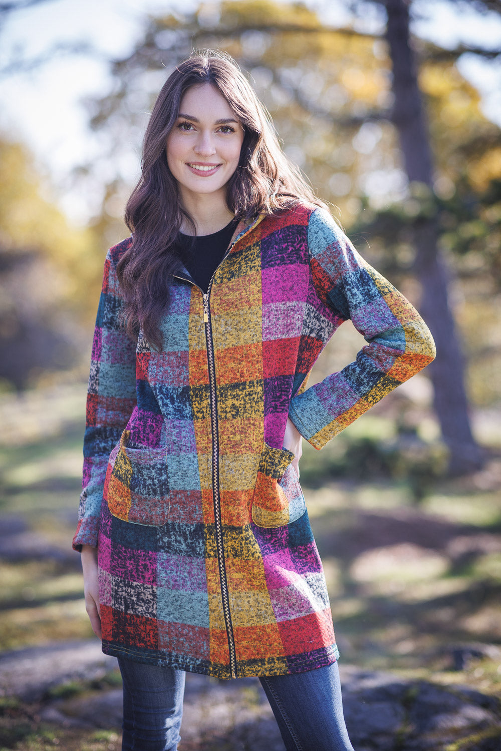 Papillon Jacket - Plaid Hooded - Multi