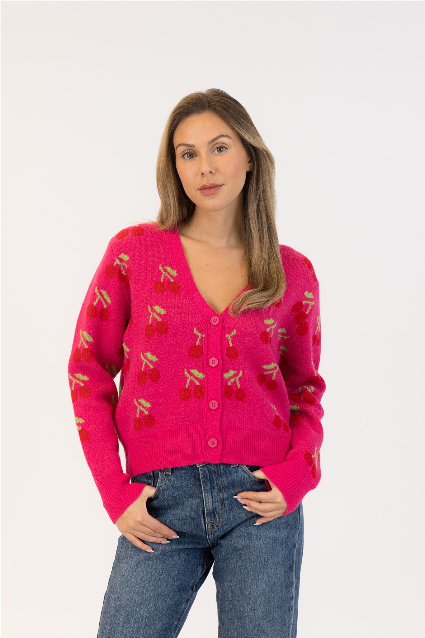 Lyla+Luxe Top - Kailie Cherry Sweater - Pink