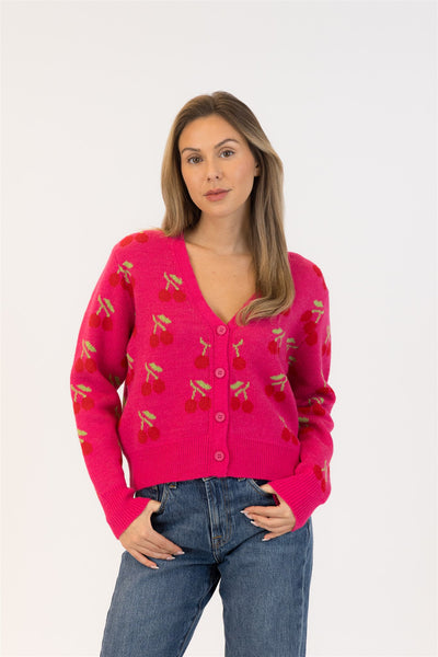 Lyla+Luxe Top - Kailie Cherry Sweater - Pink