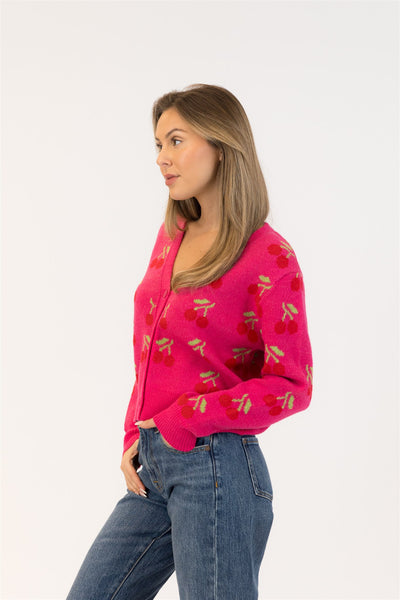 Lyla+Luxe Top - Kailie Cherry Sweater - Pink