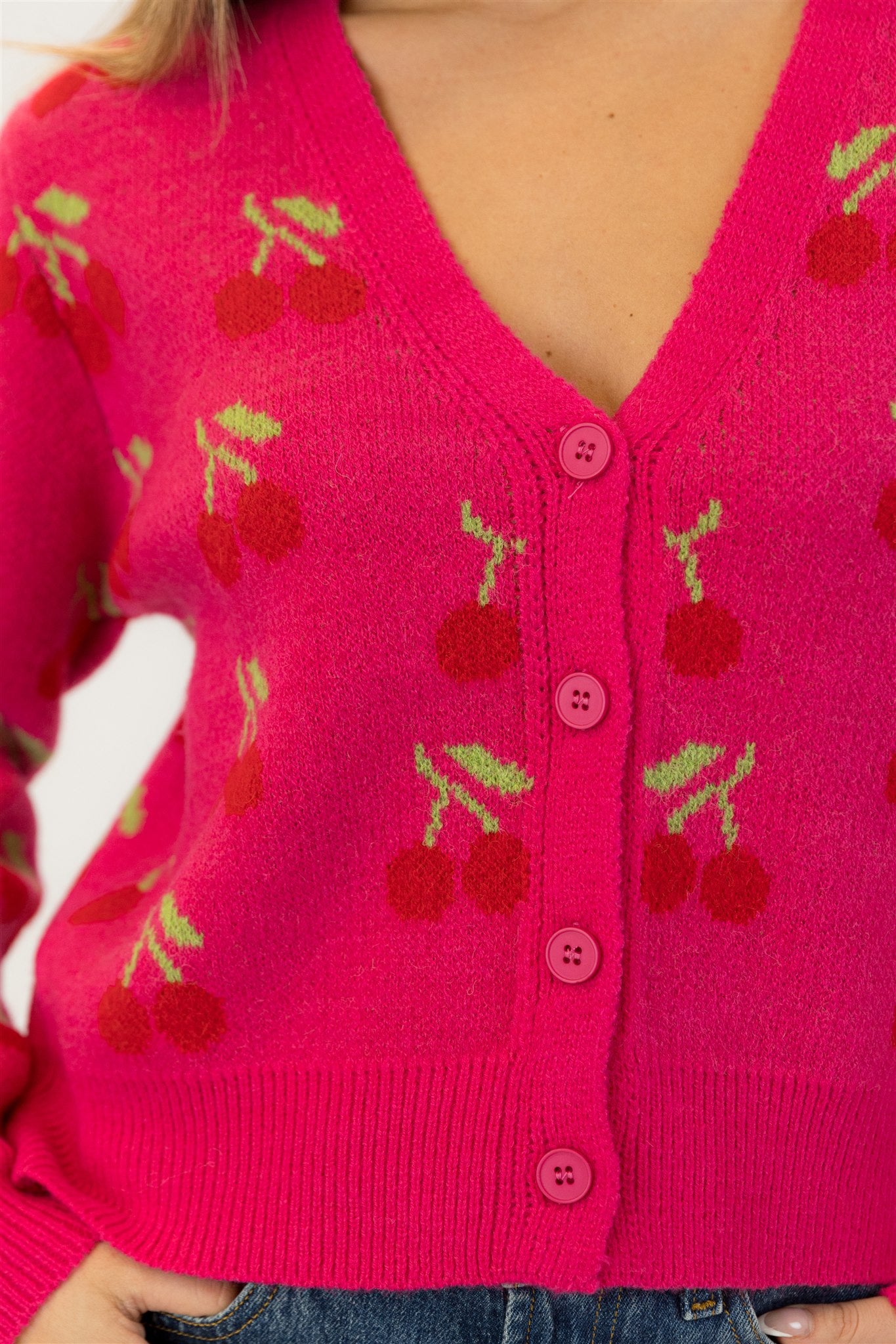 Lyla+Luxe Top - Kailie Cherry Sweater - Pink