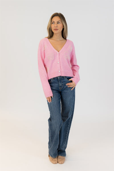 Lyla+Luxe Top - Kailie Pearl Cardi - Pink