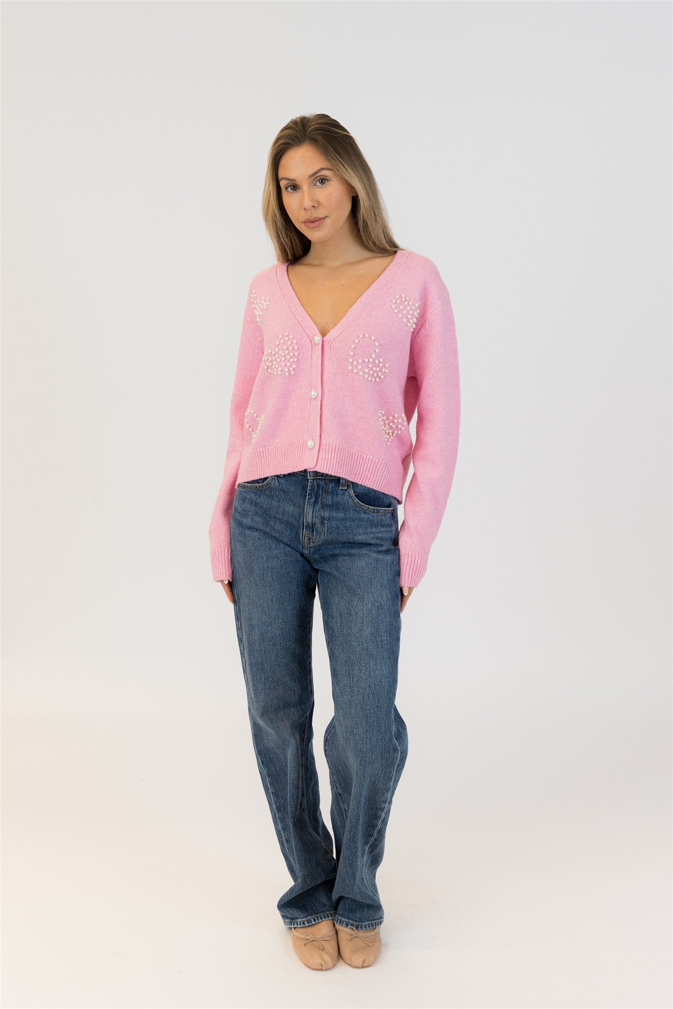 Lyla+Luxe Top - Kailie Pearl Cardi - Pink