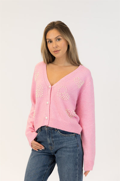 Lyla+Luxe Top - Kailie Pearl Cardi - Pink