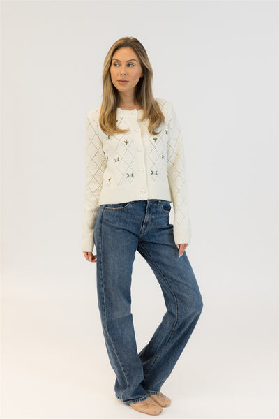 Lyla+Luxe Top - Lacey Rose Cardi - White