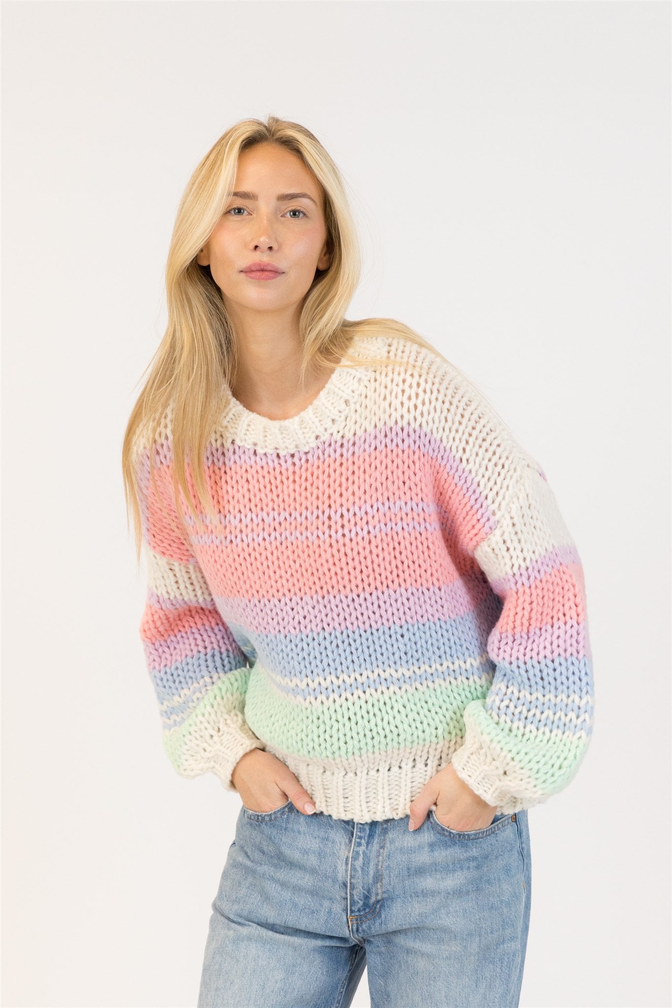 Lyla+Luxe Top - Lindy Stripe - White /Multi