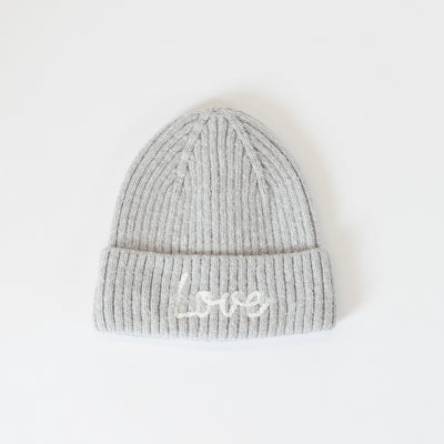 Lyla+Luxe Hat - Beanie  Love - Light Grey