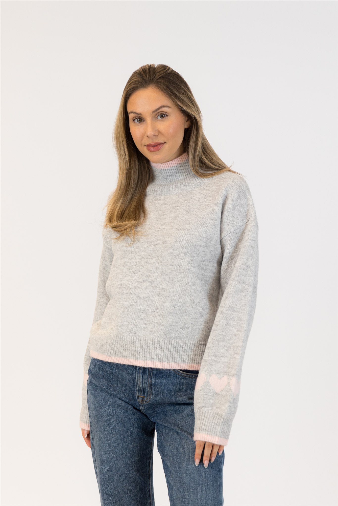 Lyla+Luxe Top - Macy Hearts - Grey /Pink