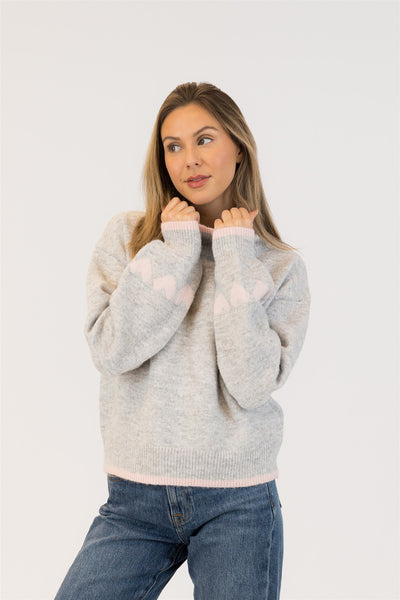 Lyla+Luxe Top - Macy Hearts - Grey /Pink