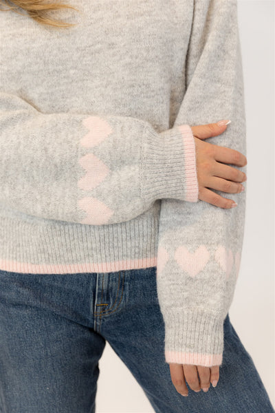 Lyla+Luxe Top - Macy Hearts - Grey /Pink