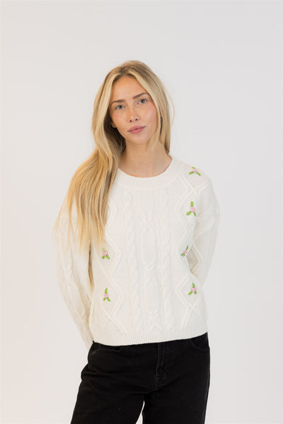 Lyla+Luxe Top - Margot Cable - Off White