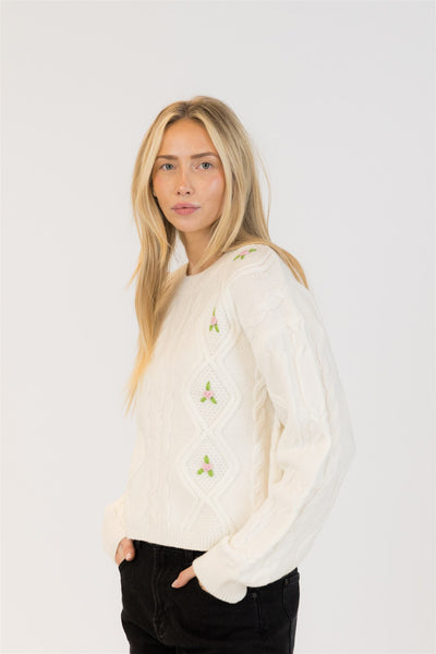 Lyla+Luxe Top - Margot Cable - Off White