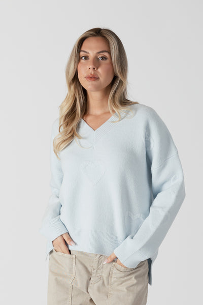 Lyla+Luxe Top - Ocean Heart V - Blue