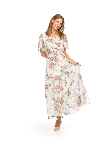 Papillon Dress - Floral Maxi - White /Multi