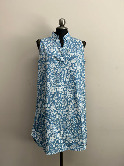 Papillon Dress - Cotton Floral - Blue