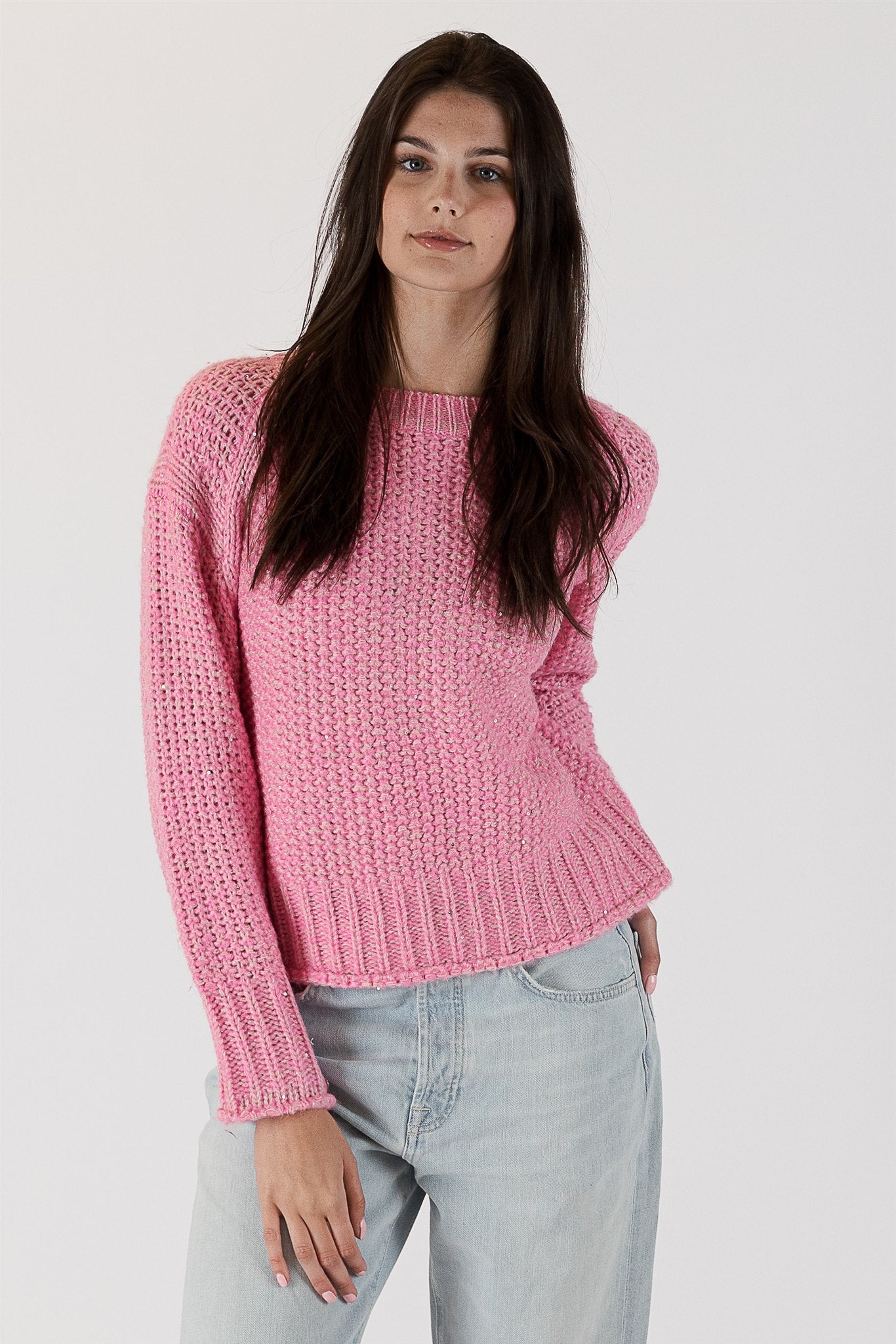 Lyla+Luxe Top - Sparkle Sweater - Pink