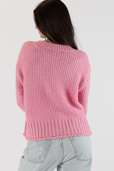 Lyla+Luxe Top - Sparkle Sweater - Pink
