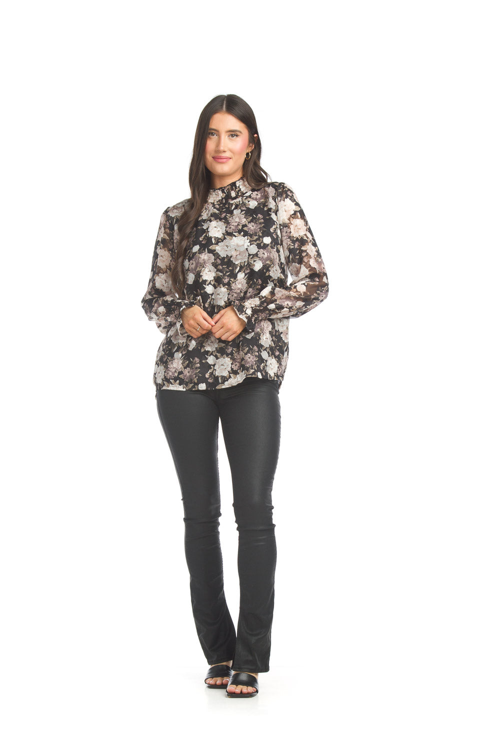 Papillon Top - Satin Print Blouse - Black /Multi