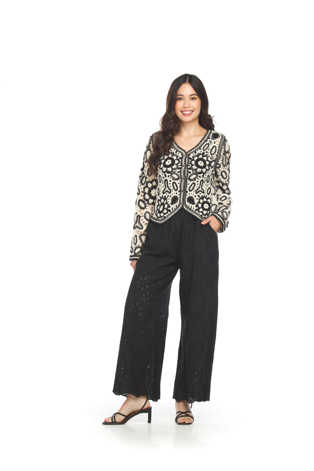Papillon Pant - Eyelet Pull On - Black