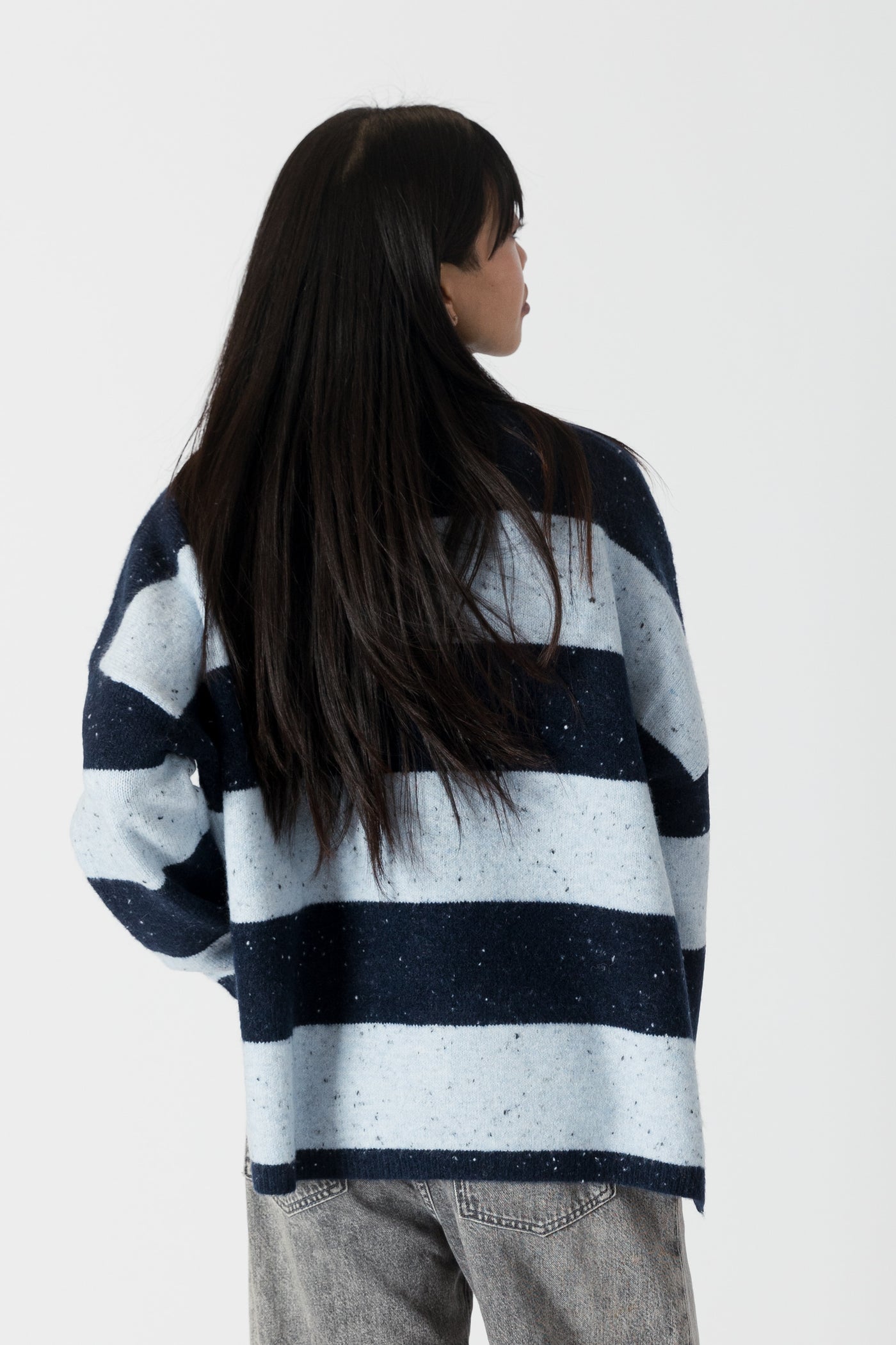 Lyla+Luxe Top - Ravian Striped Sweater - Navy /Lt. Blue