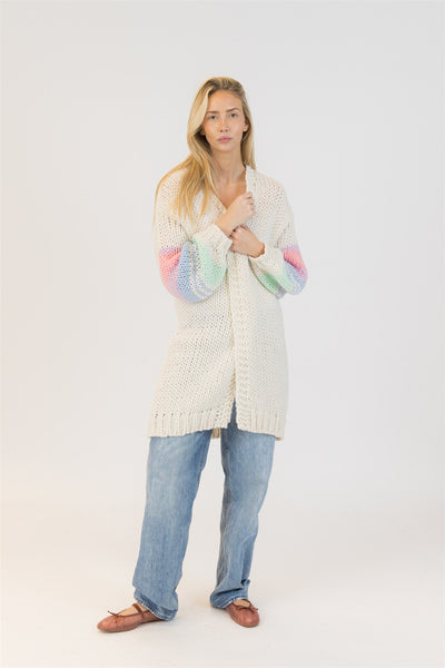 Lyla+Luxe Top - Shiloh Heart Cardi - White/Multi