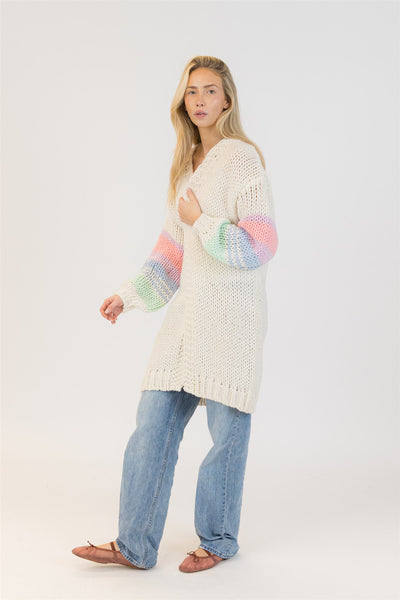 Lyla+Luxe Top - Shiloh Heart Cardi - White/Multi