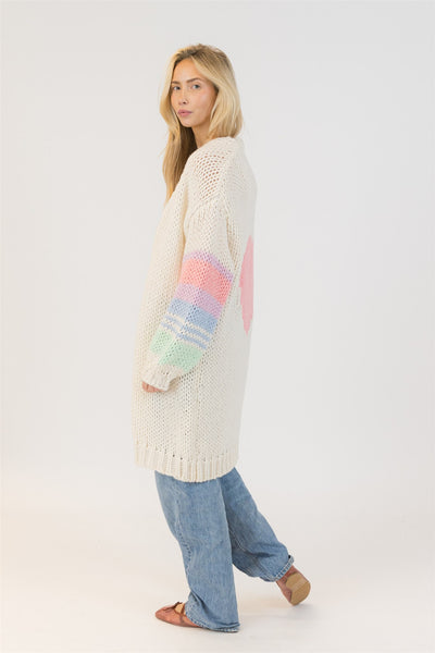 Lyla+Luxe Top - Shiloh Heart Cardi - White/Multi