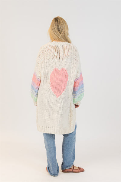 Lyla+Luxe Top - Shiloh Heart Cardi - White/Multi