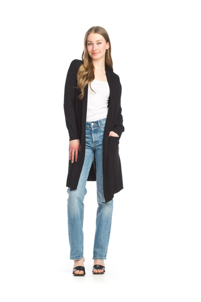 Papillon Top - Ribbed Cardigan - Black