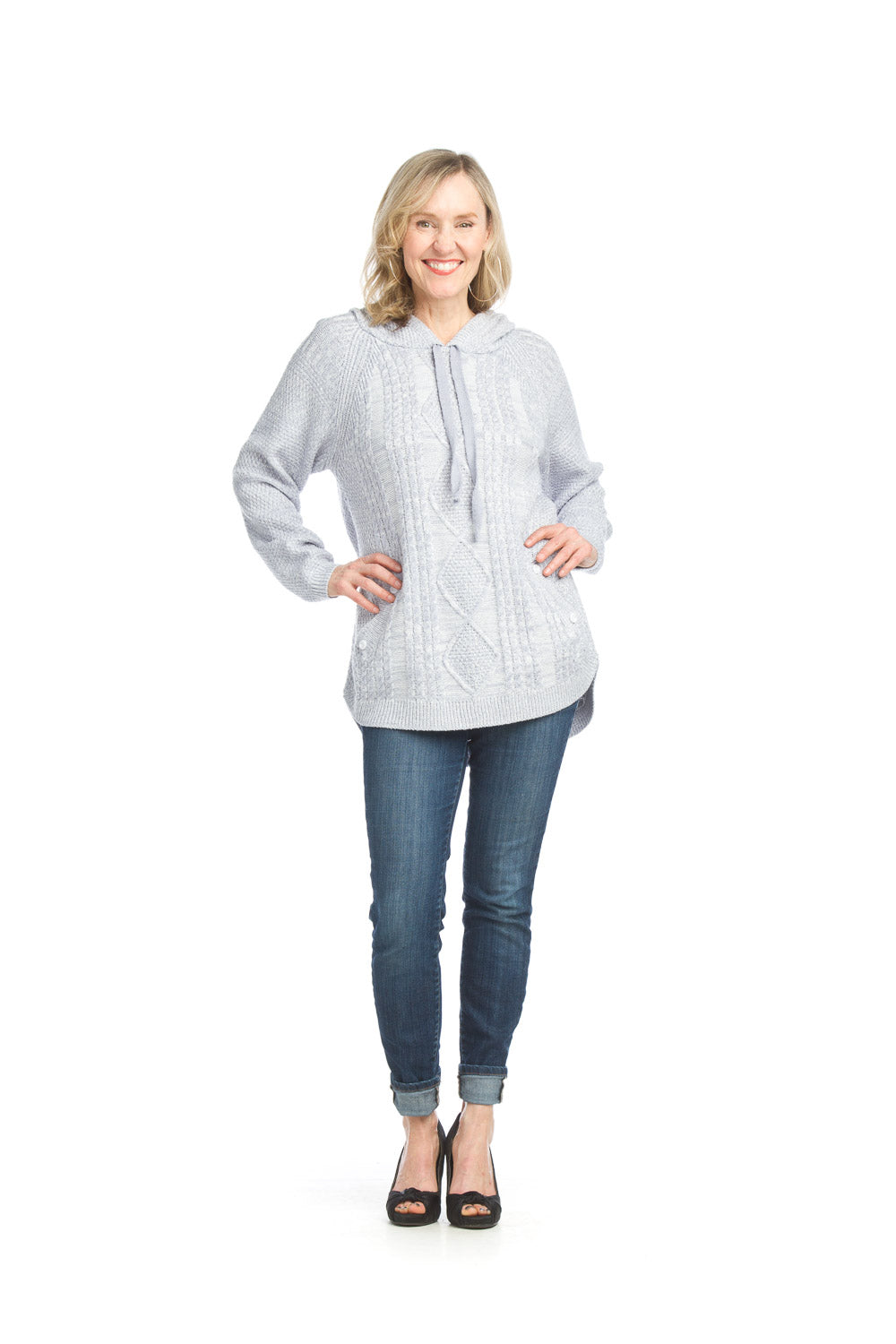 Papillon Top - Cable Knit Hoodie - Denim