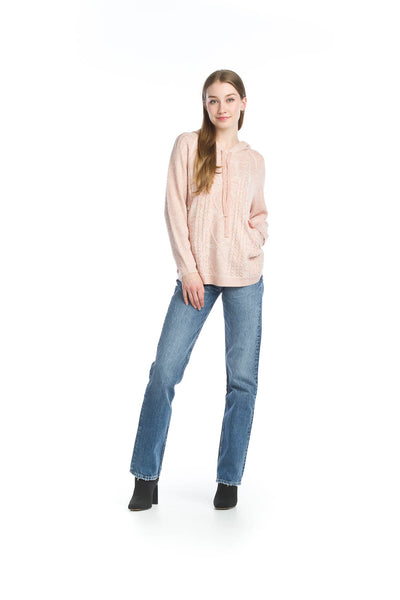 Papillon Top - Cable Knit Hoodie - Blush