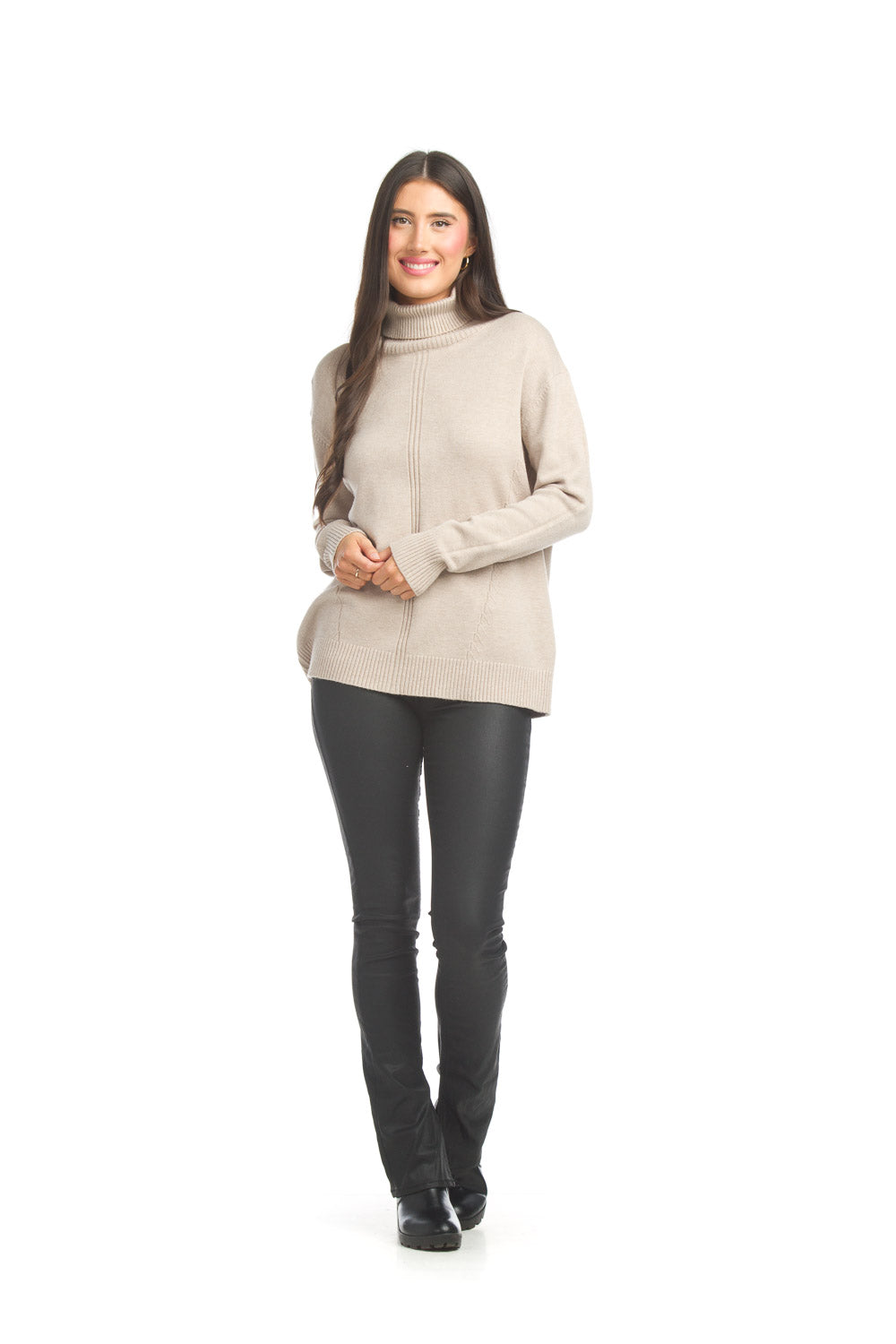 Papillon Top - Turtleneck Sweater - Oatmeal