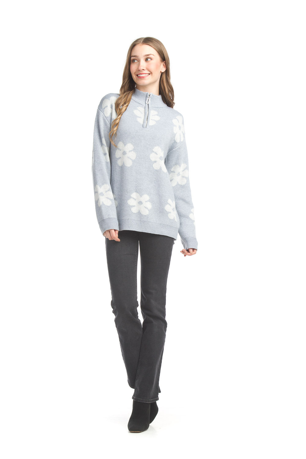 Papillon Top - Daisy Sweater - Grey