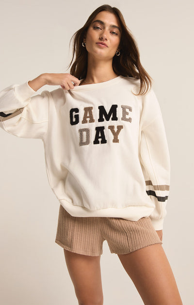 Z Supply Top - Game Day Sweatshirt - Bone