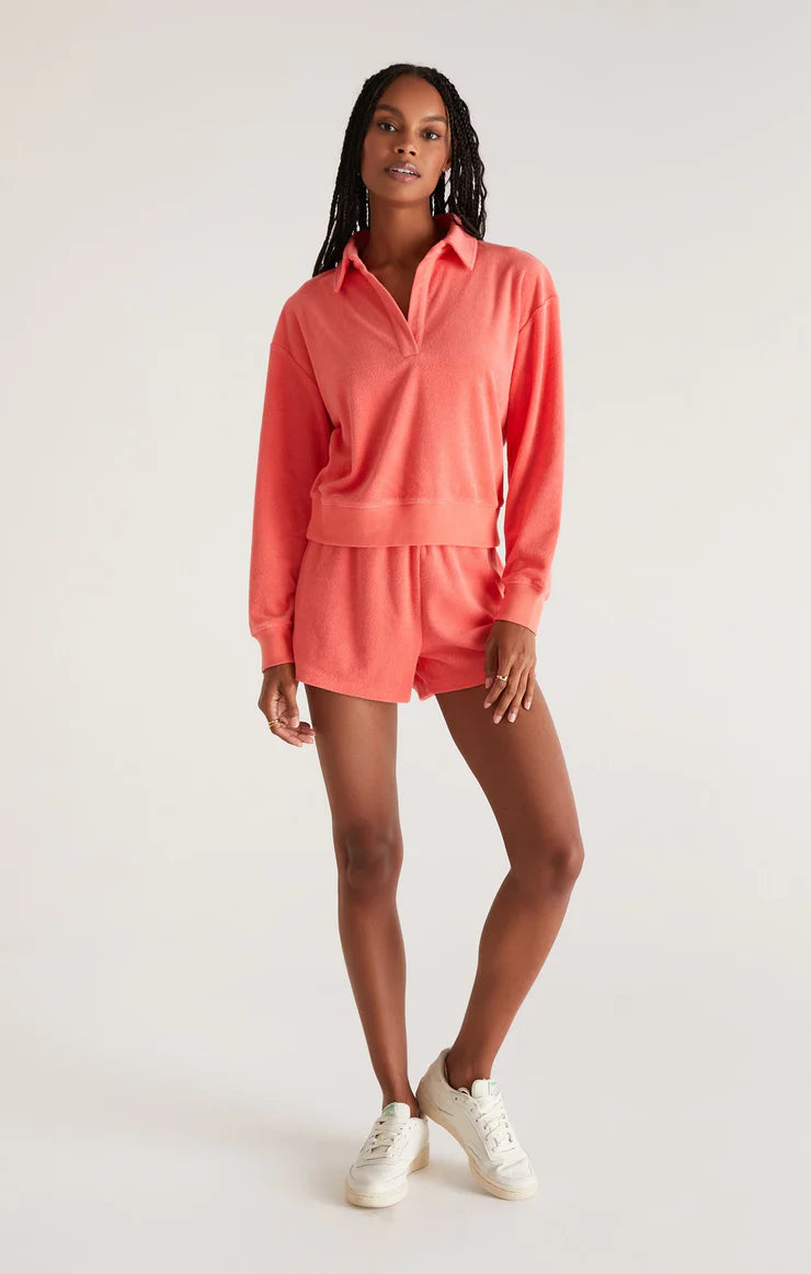 Z Supply Top - Breanna Sweatshirt - Papaya Glow