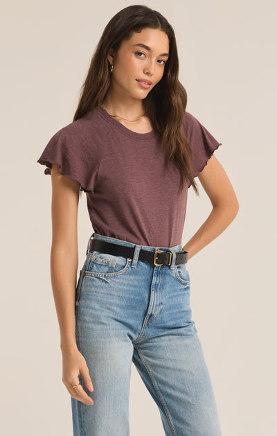 Z Supply Top - Abby Tee - Cocoa Berry