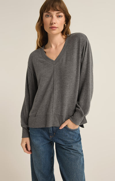 Z Supply Top - Wilder Cloud Knit - Charcoal