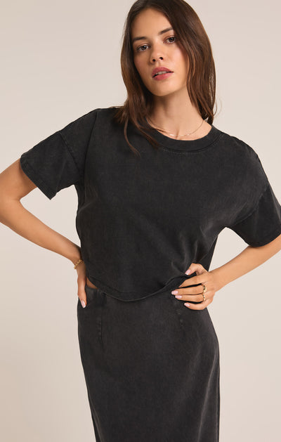 Z Supply Top -Sway Cropped Tee - Black