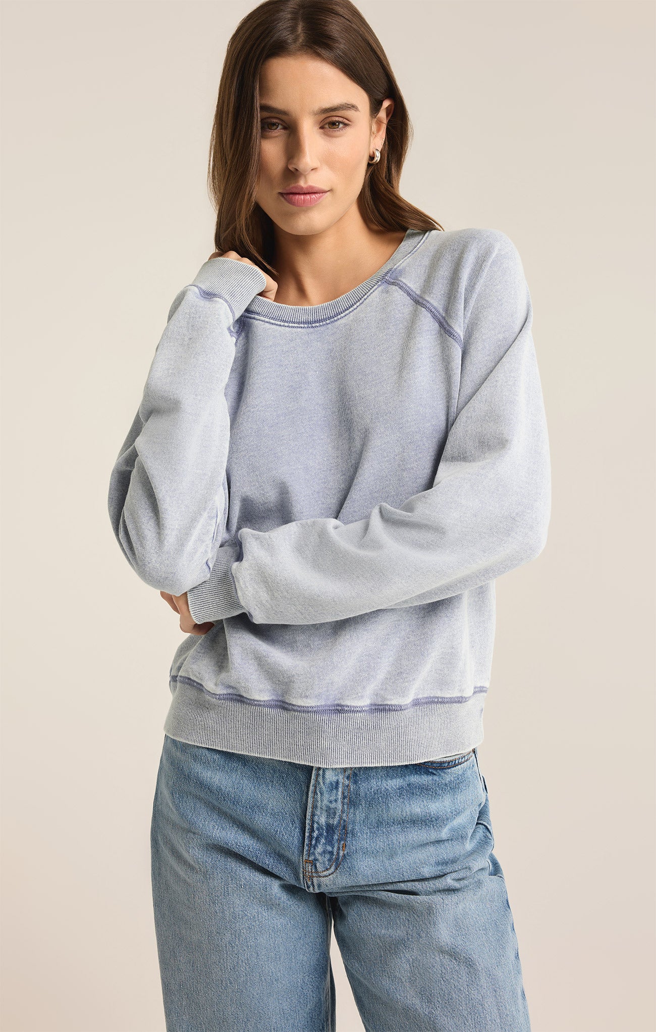 Z Supply Top - Saladana Sweatshirt - Washed Indigo