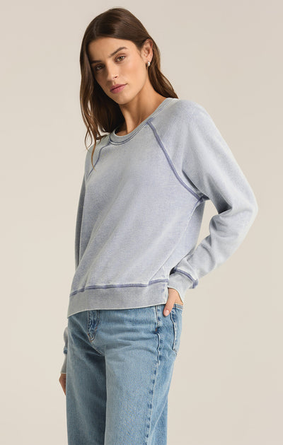 Z Supply Top - Saladana Sweatshirt - Washed Indigo