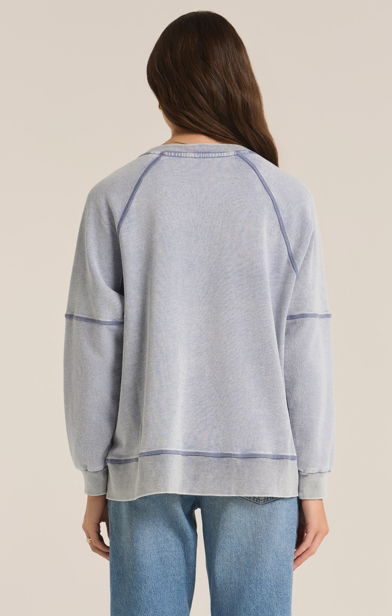 Z Supply Top - Easy V Sweatshirt - Washed Indigo