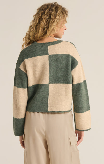 Z Supply Top - Rosi Blocked Sweater - Palm Green