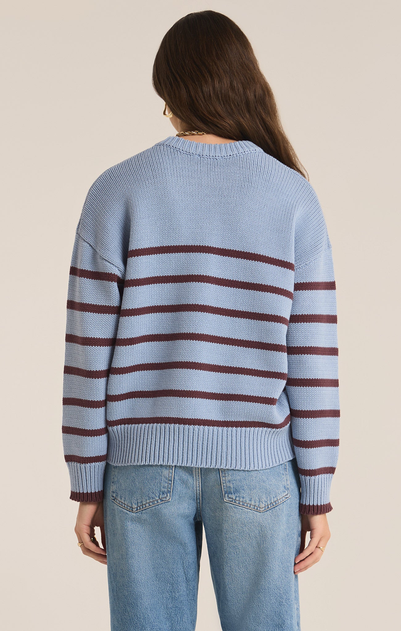 Z Supply Top - Boyfriend Stripe Sweater - Denim