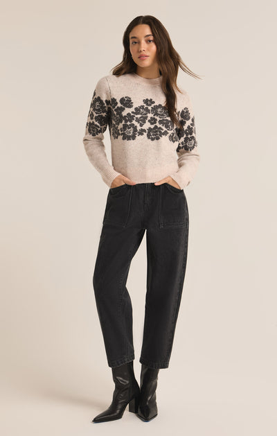 Z Supply Top - Marisol Floral Sweater - Oatmeal