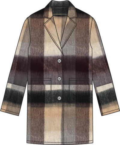 Charlie B Coat - Plaid Boucle - Plum