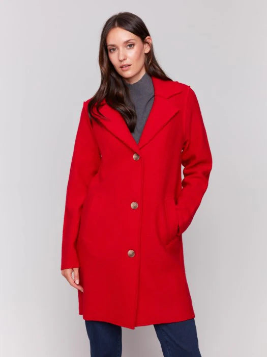 Charlie B Coat - Boiled Wool - Cranberry