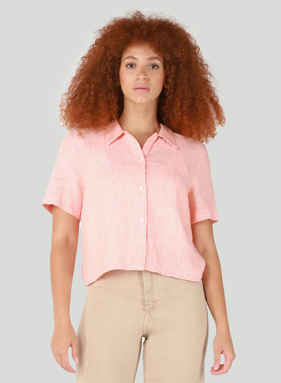 Dex Top - Short Sleeve Shirt - Peach - MEDIUM